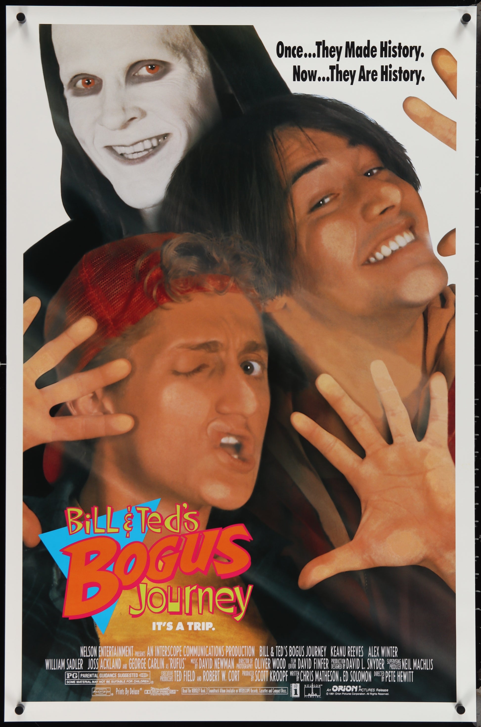 An original movie poster for the film Bill and Ted's Bogus Journey