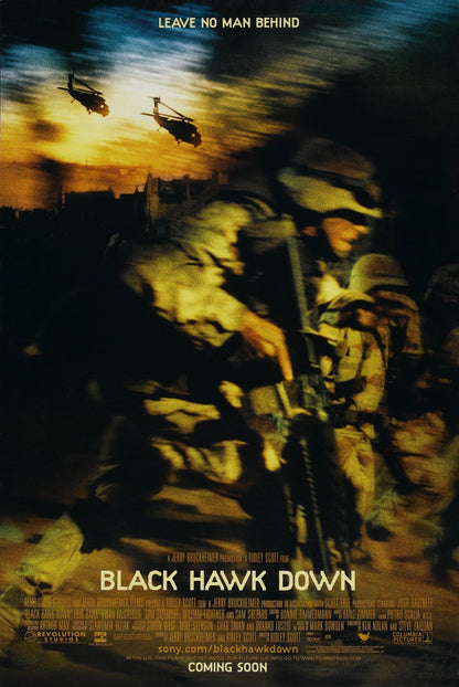 An original movie poster for the film Black Hawk Down