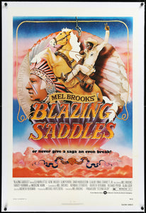 An original movie poster for the Mel Brooks film Blazing Saddles