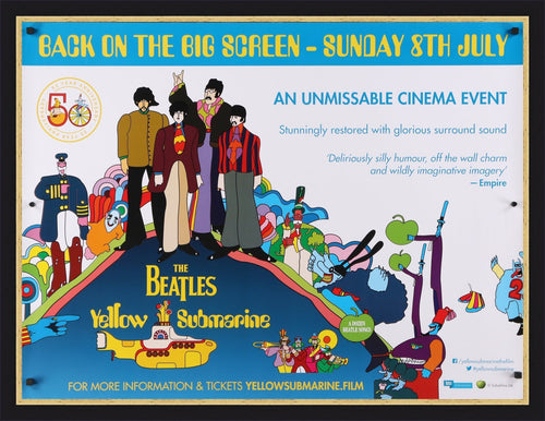 An original movie poster for the Beatles Film The Yellow Submarine
