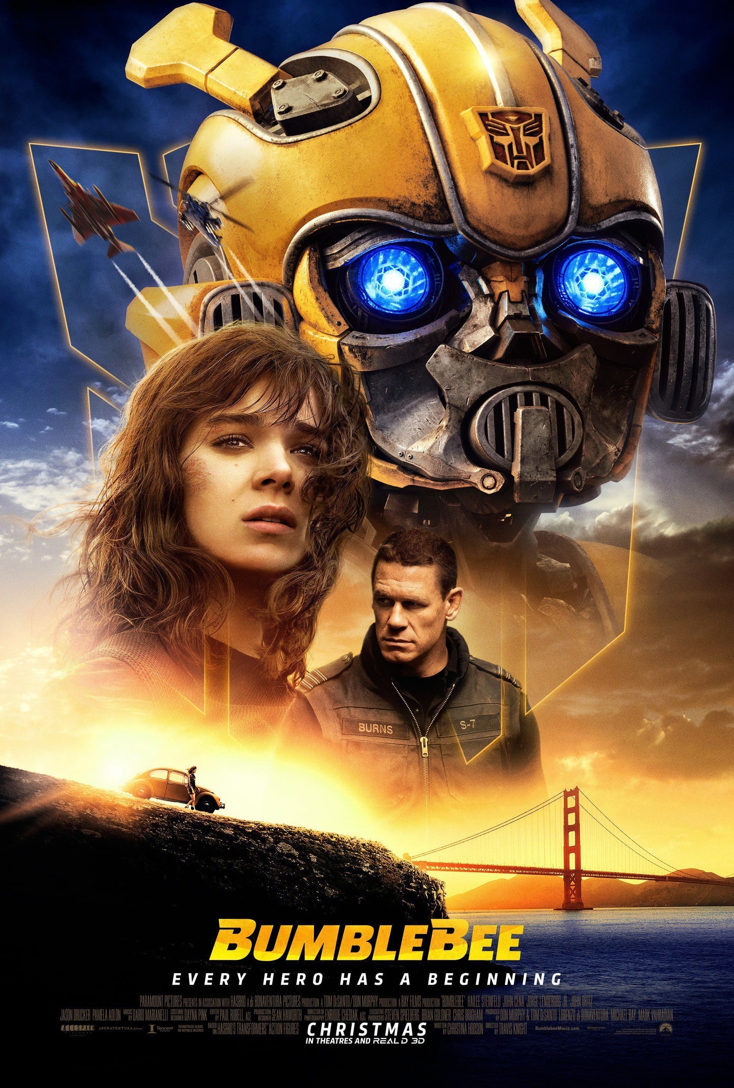 An original movie poster for the Transformers film Bumblebee