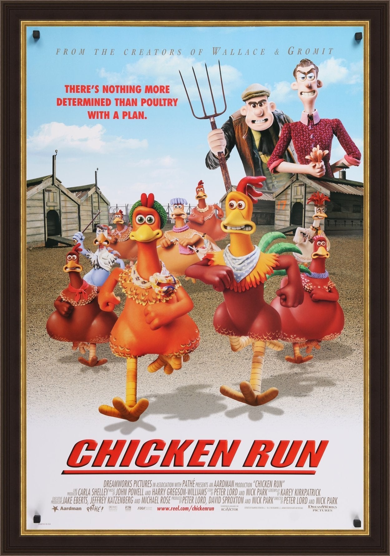 An original movie poster for the Aardman animation film Chicken Run