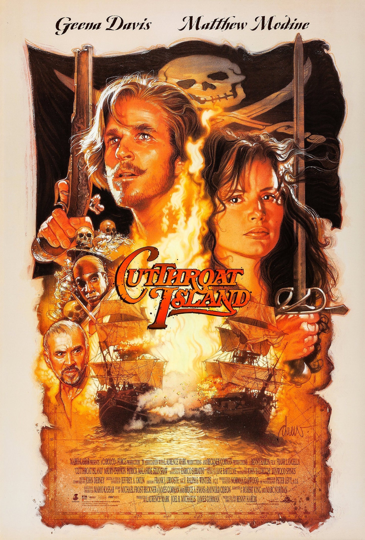 An original movie poster by Drew Struzan for the film Cutthroat Island