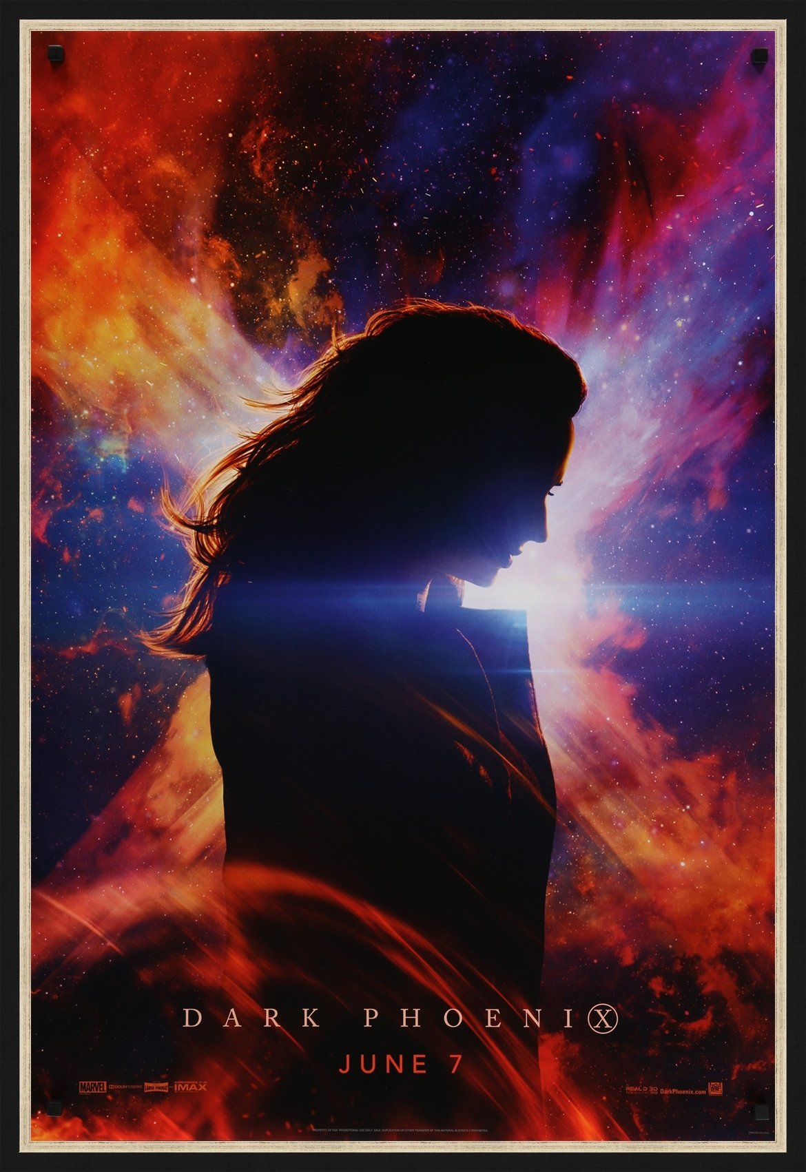 An original movie poster for the Marvel film Dark Phoenix