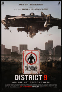 An original movie poster for the sci-fi film District 9