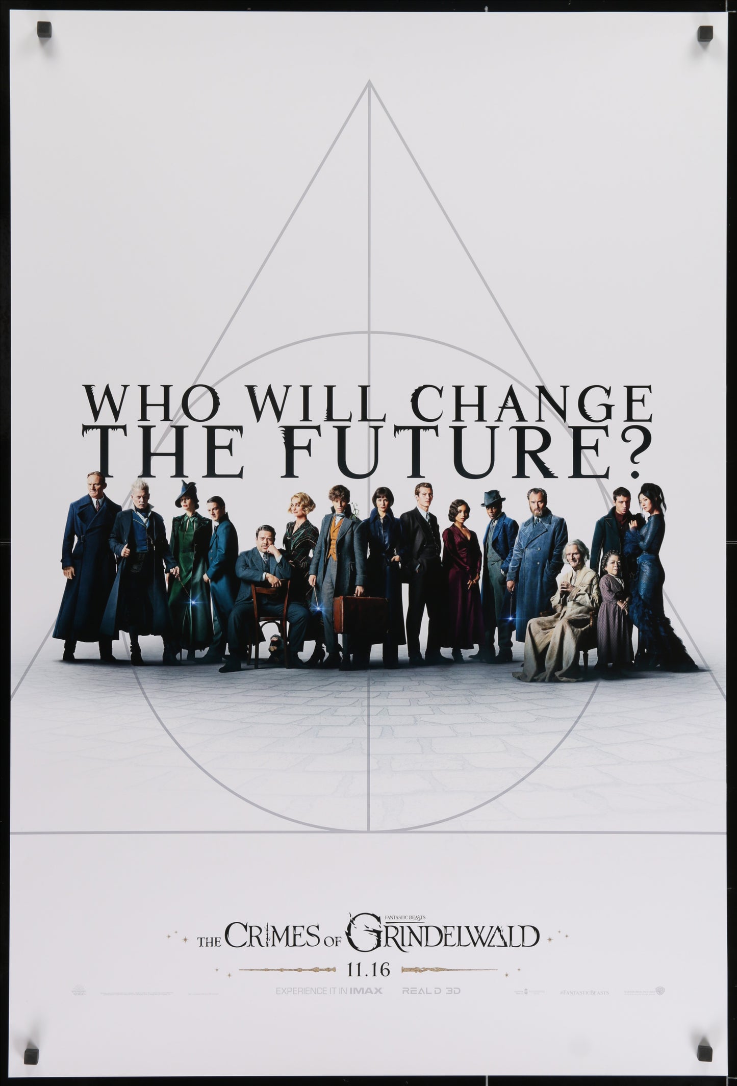 An original teaser movie poster for the Harry Potter prequel, Fantastic Beasts The Crimes of Grindelwald