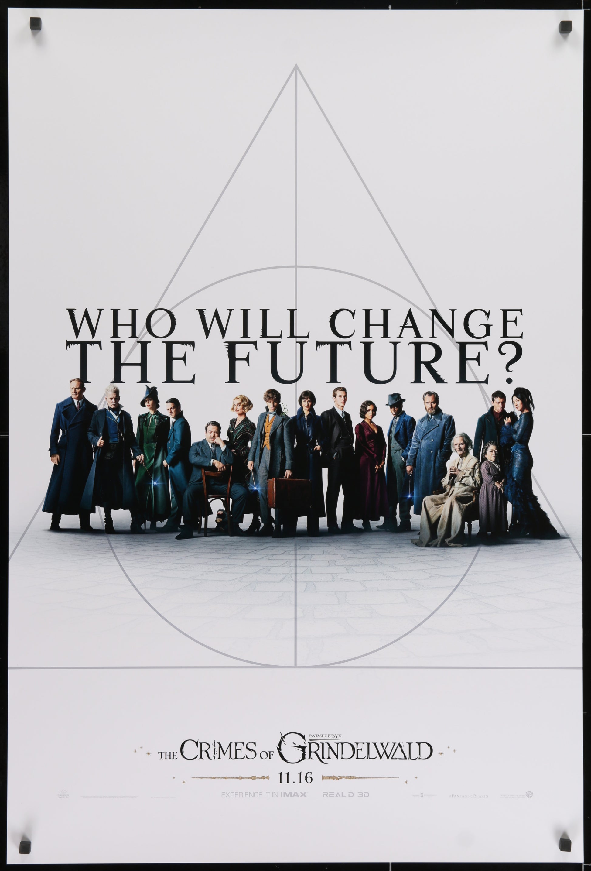 An original teaser movie poster for the Harry Potter prequel, Fantastic Beasts The Crimes of Grindelwald