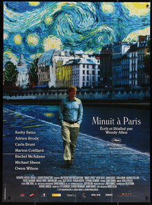 An original movie poster for the Woody Allen film Midnight In Paris