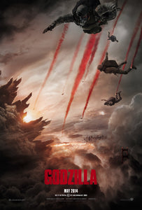 An original movie poster for the film Godzilla 