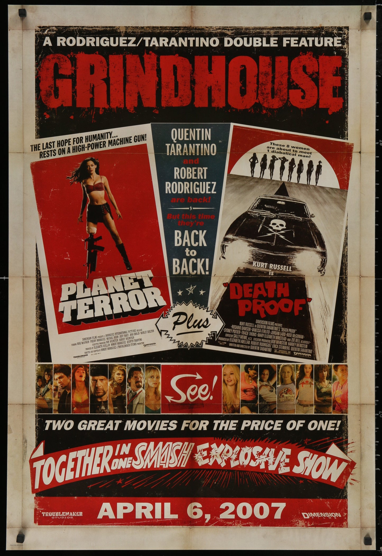 An original movie poster for the Quentin Tarantino and Robert Rodriguez Grindhouse, including Death Proof