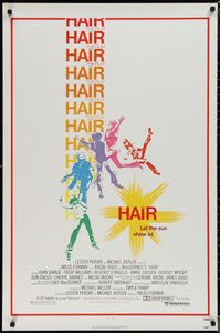 An original movie poster for the Milos Forman film Hair