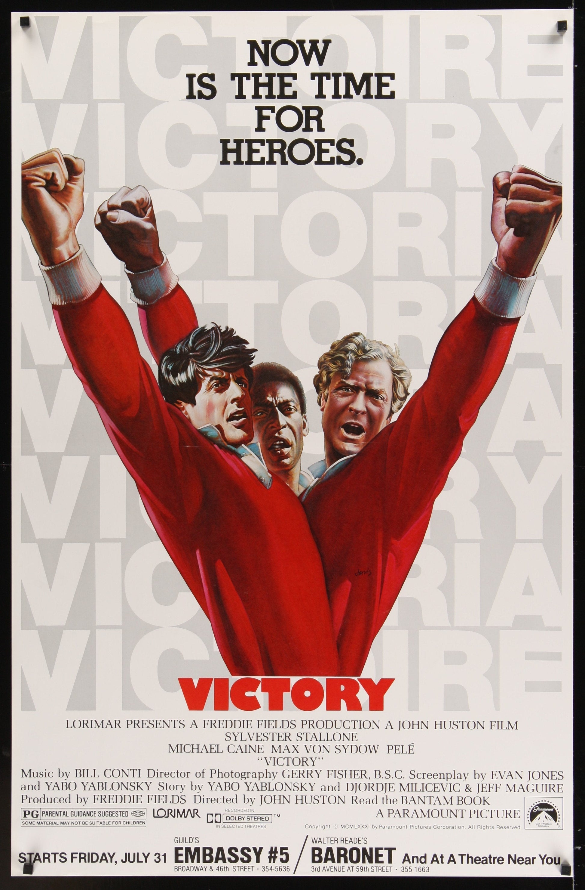 An original movie poster for the film Escape to Victory