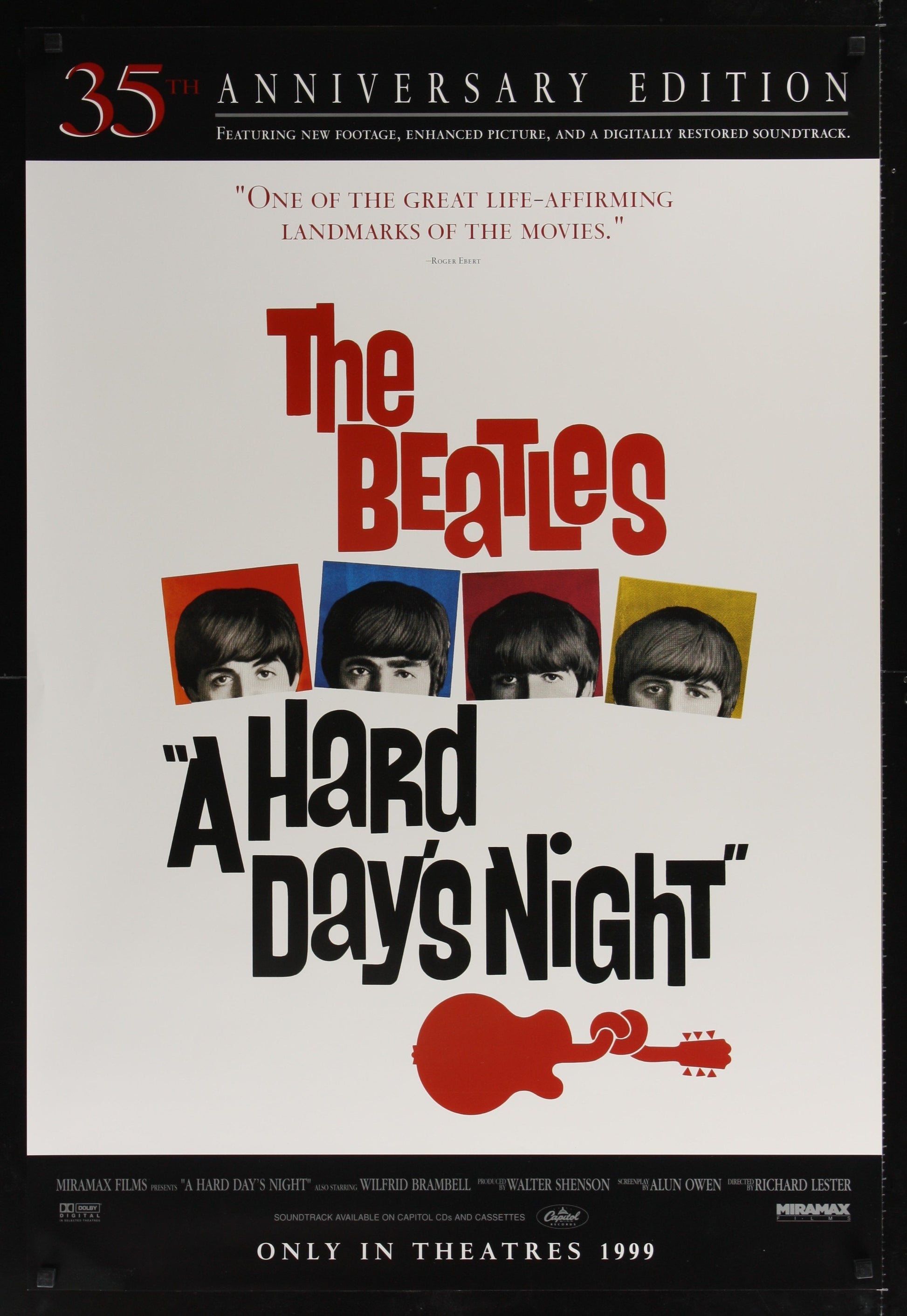 An original one sheet movie poster for the Beatles' A Hard Day's Night