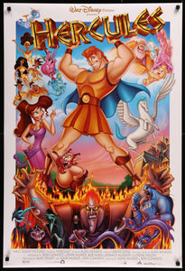 An original movie poster for the Disney film Hercules