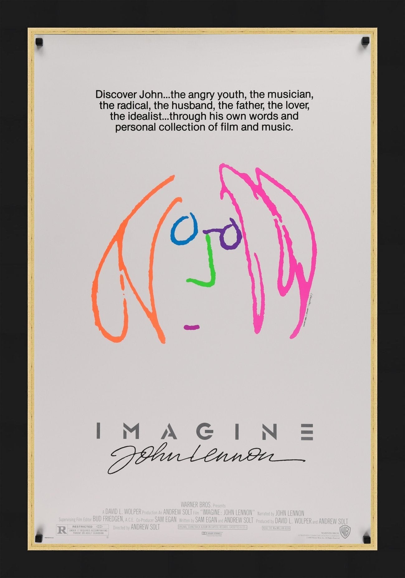 An original movie poster from the John Lennon film Imagine