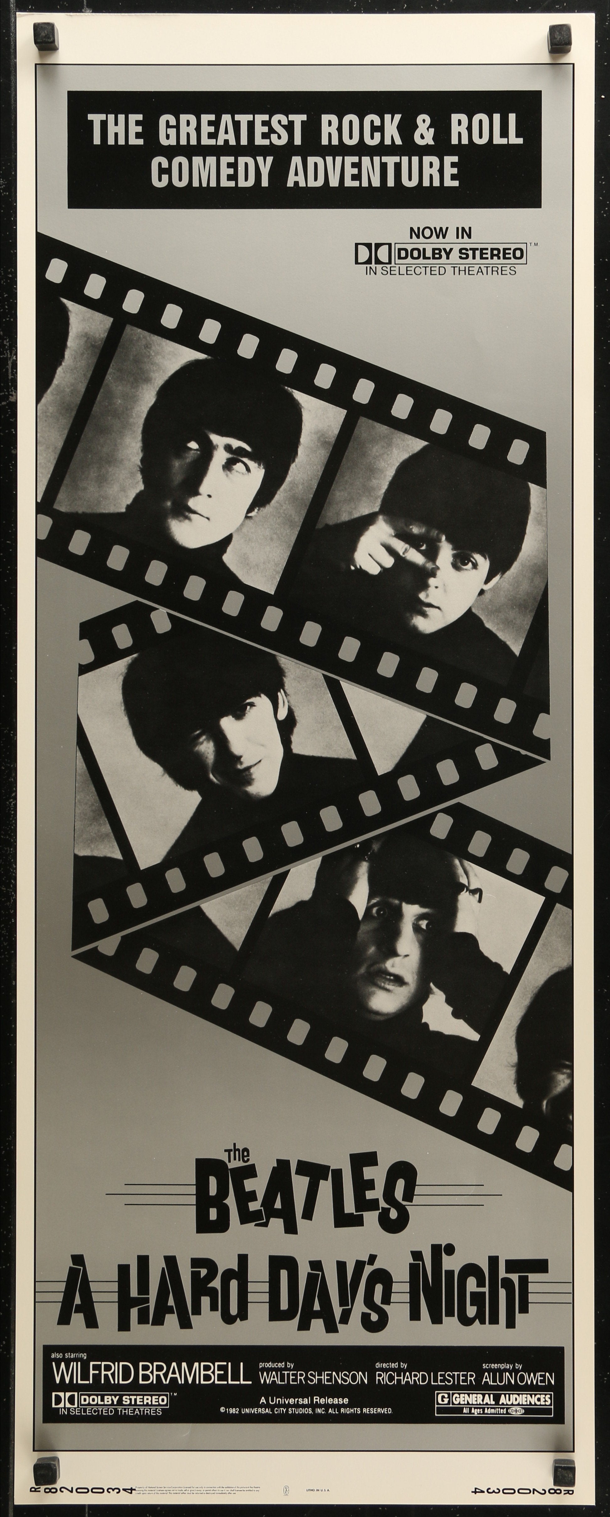 An original U.S. insert movie poster for The Beatles' movie A Hard Day's Night