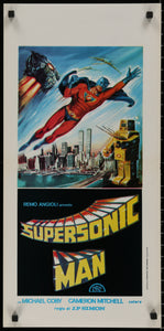 An original Italian Locandina movie poster for the Spanish film Supersonic Man