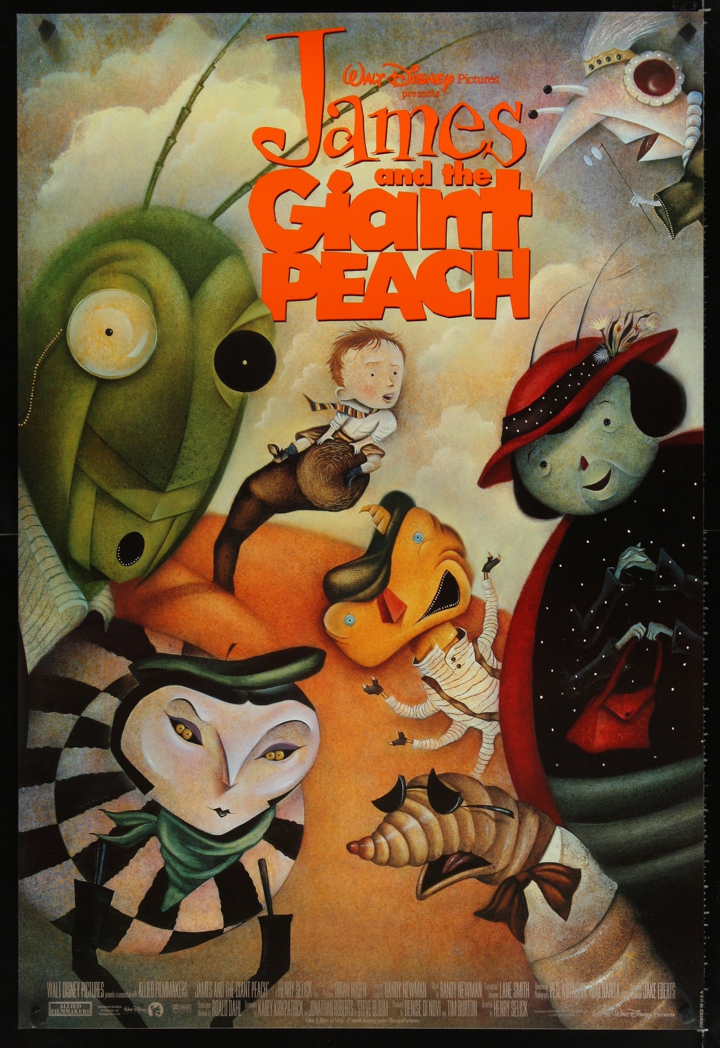 An original movie poster for Disney's James and the Giant Peach