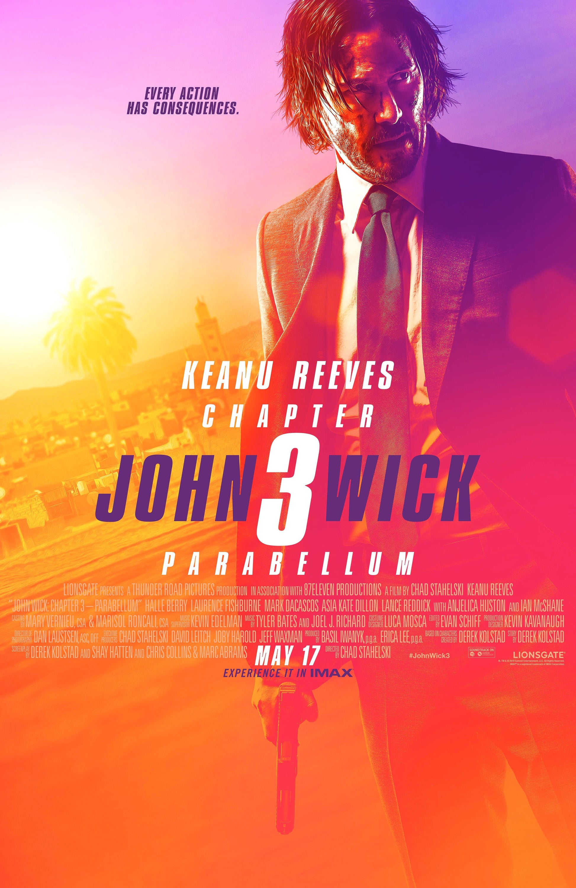 An original movie poster for the film John Wick 3 Parabellum