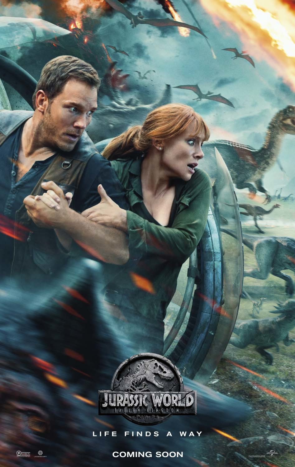 An original movie poster for the film Jurassic World Fallen Kingdom