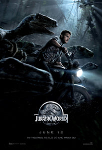 An original movie poster for the film Jurassic World