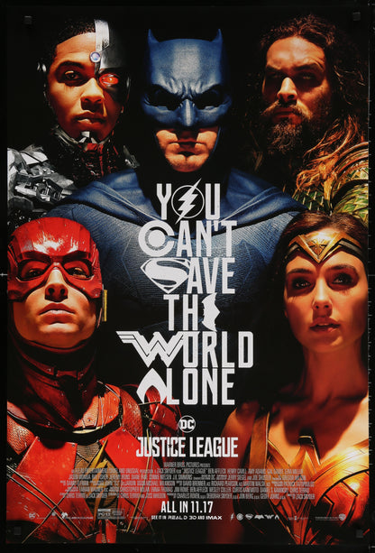 An original movie poster for the film Justice League