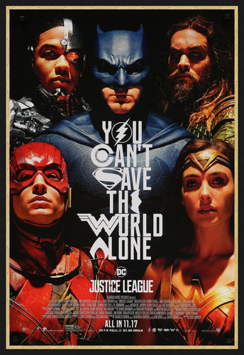 An original movie poster for the film Justice League