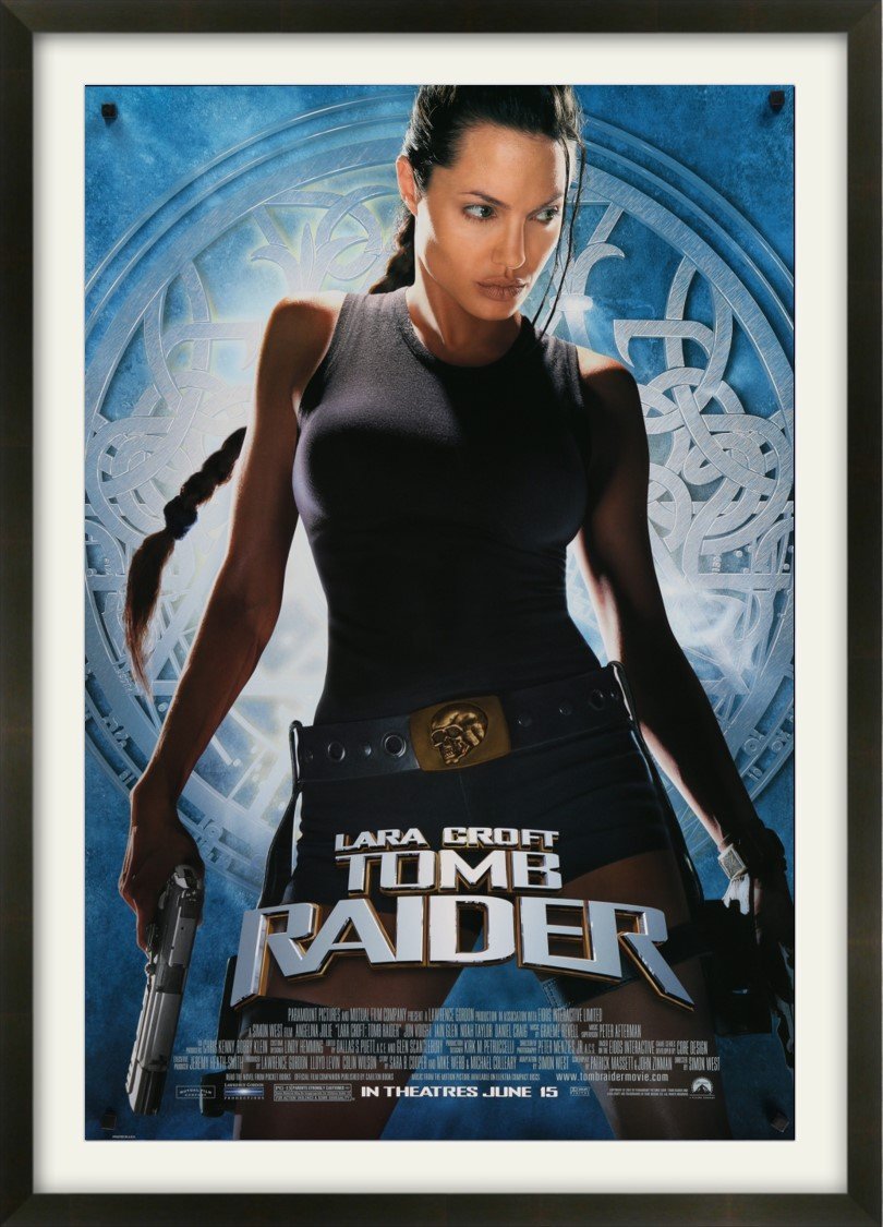 An original movie poster for the Angelina Jolie film Lara Croft Tomb Raider