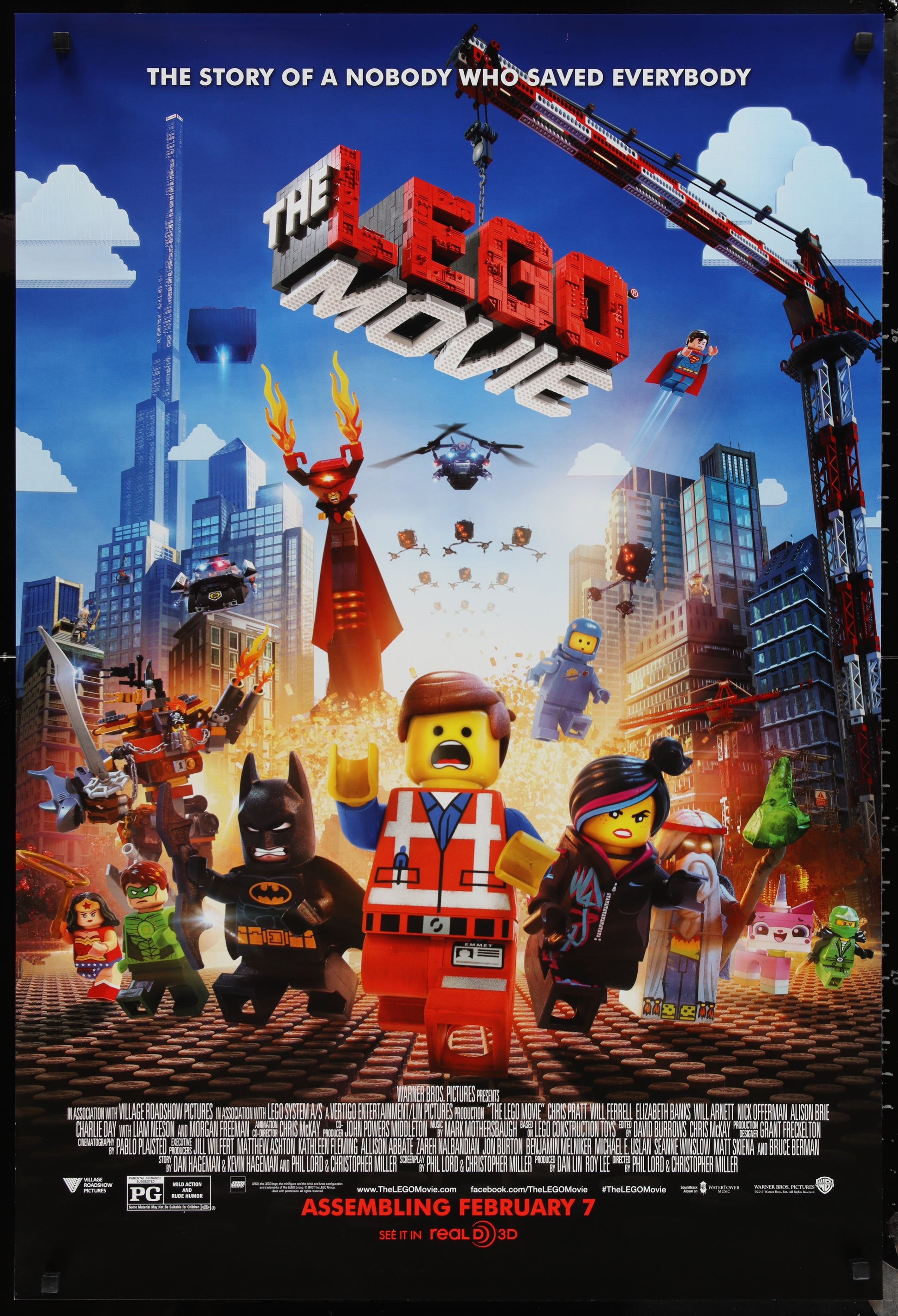 An original movie poster for the 2014 film The Lego Movie