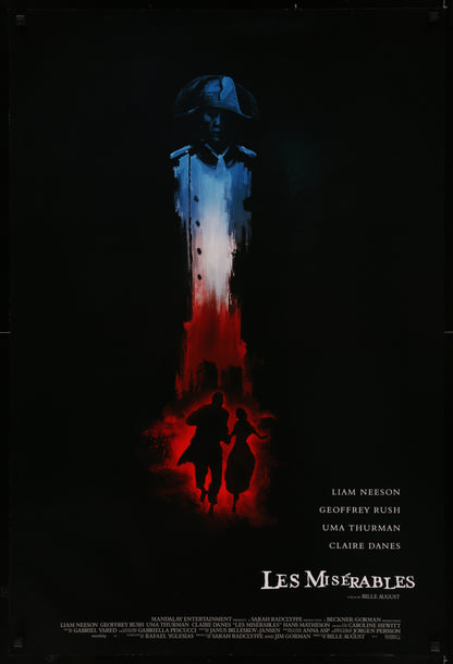 An original movie poster for the 1998 film Les Miserables