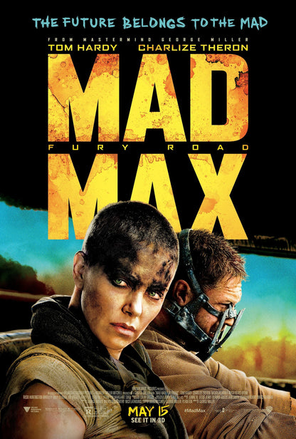 An original movie poster for the film Mad Max Fury Road