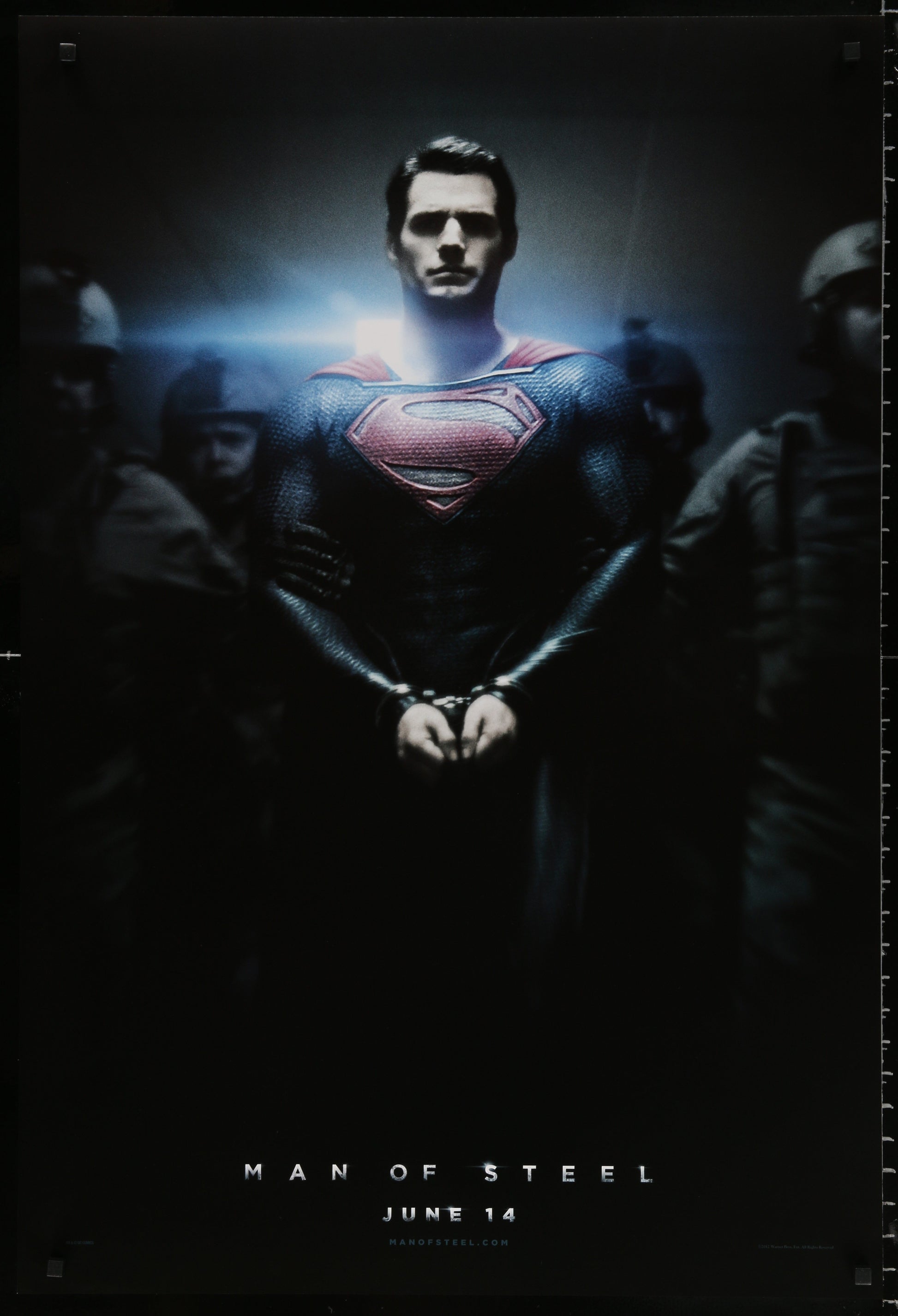 An original movie poster for the Superman film Man of Steel