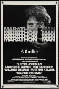 An original movie poster for the Dustin Hoffman film Marathon Man