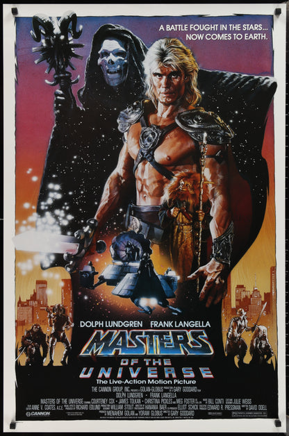 An original movie poster for the film Masters of the Universe, with artwork by Drew Struzan