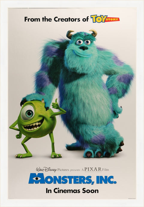 An original movie poster for Disney and Pixar's Monsters Inc
