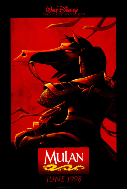 An original movie poster for the 1998 Disney film Mulan