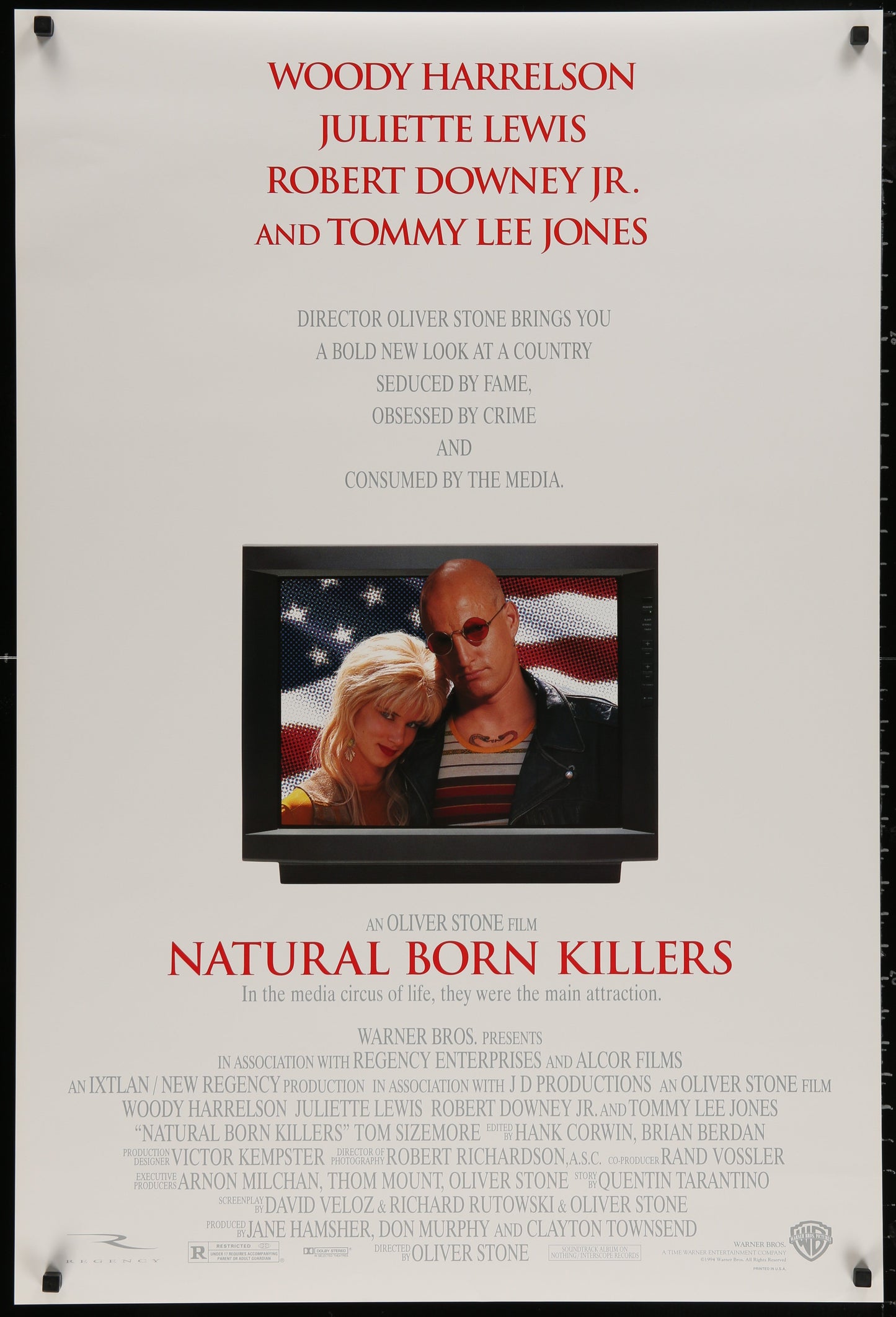 An original movie poster for the film Natural Born Killers