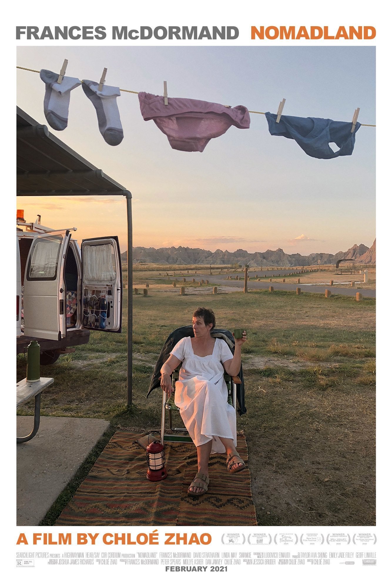 An original movie poster for the Chloe Zhao film Nomadland starring Frances McDormand