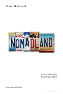 An original movie poster for the Chloe Zhao film Nomadland