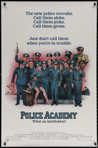 An original movie poster with artwork by Drew Struzan for the film Police Academy