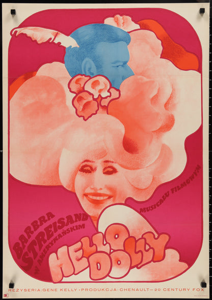 An original Polish movie poster for the Barbra Streisand film Hello Dolly