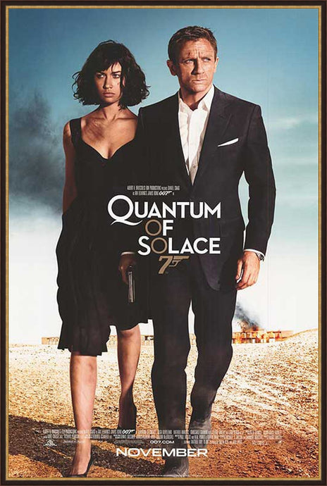 An original movie poster for the James Bond film Quantum of Solace