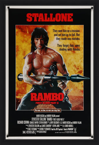 An original movie poster for the film Rambo First Blood Part 2