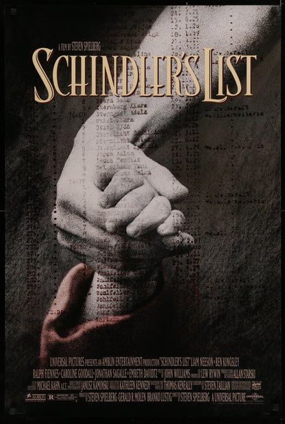 An original movie poster for the film Schindler's List