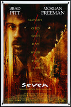 Load image into Gallery viewer, An original movie poster for the Brad Pitt and Morgan Freeman film Seven