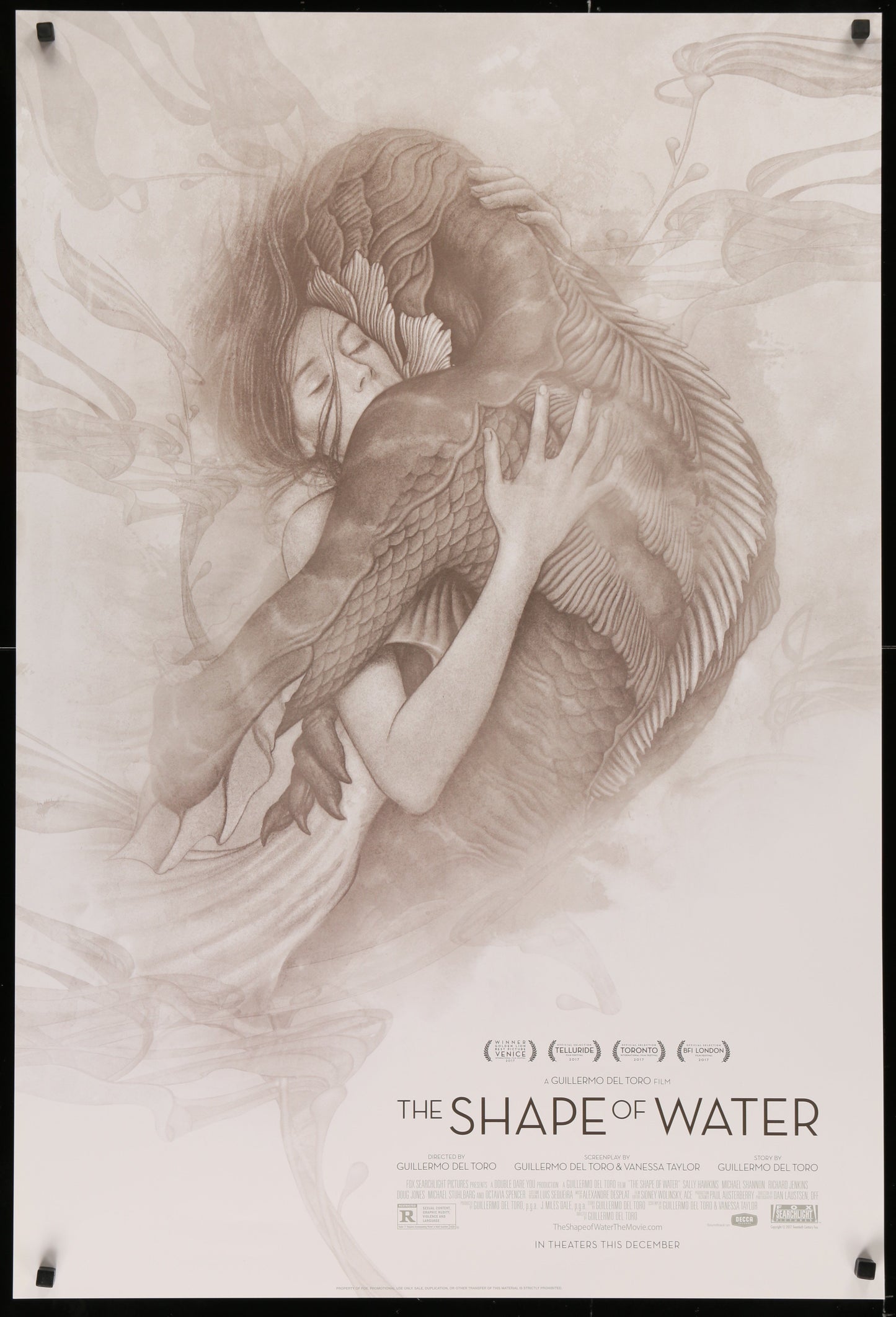 An original movie poster for the film The Shape of Water