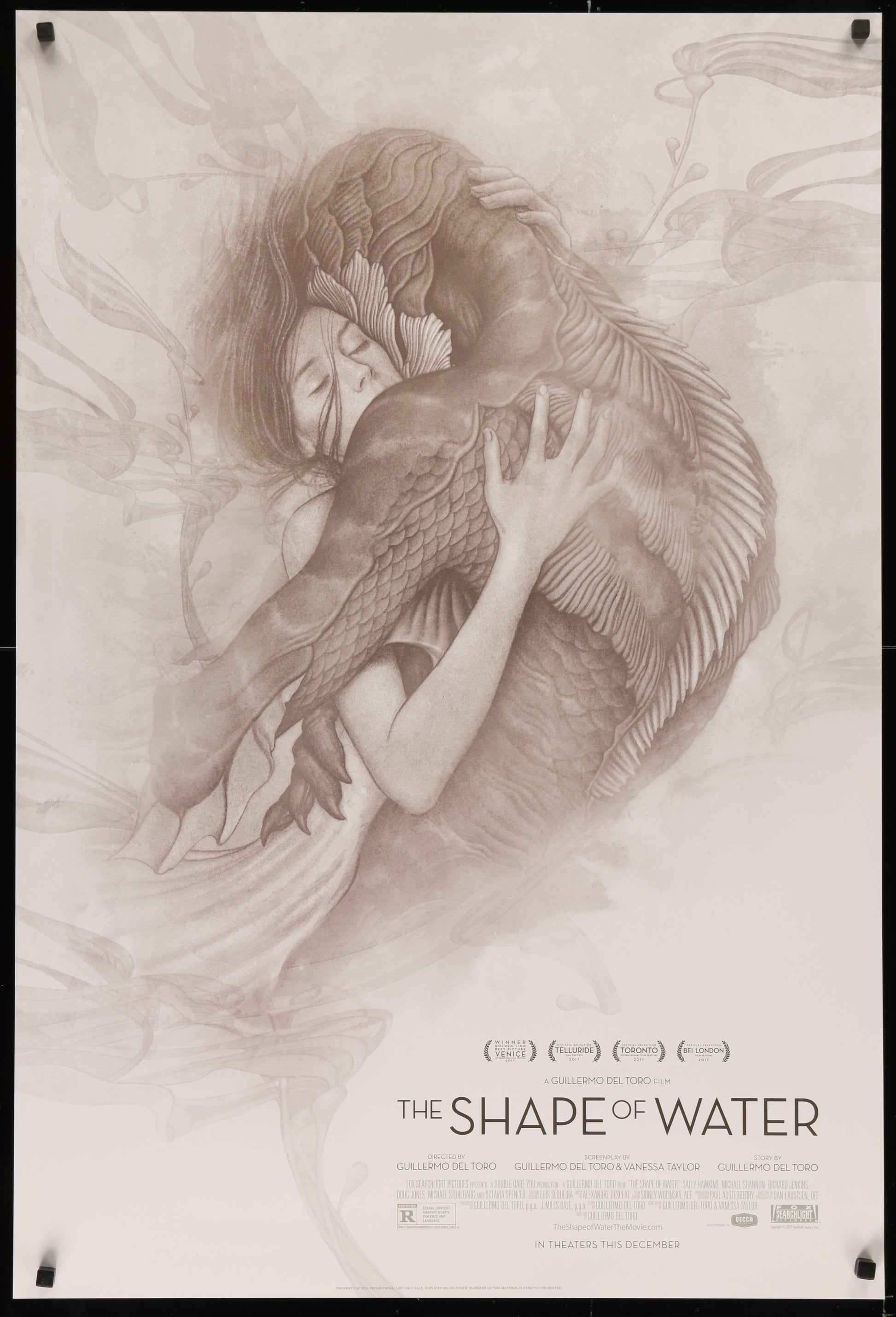 An original movie poster for the film The Shape of Water