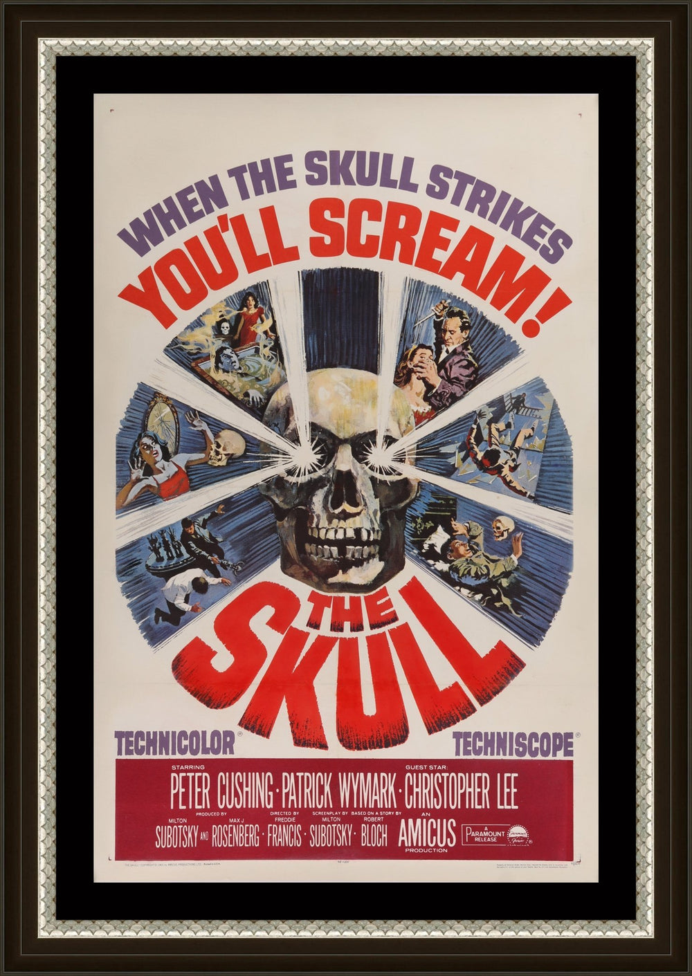 An original movie poster for the horror film The Skull