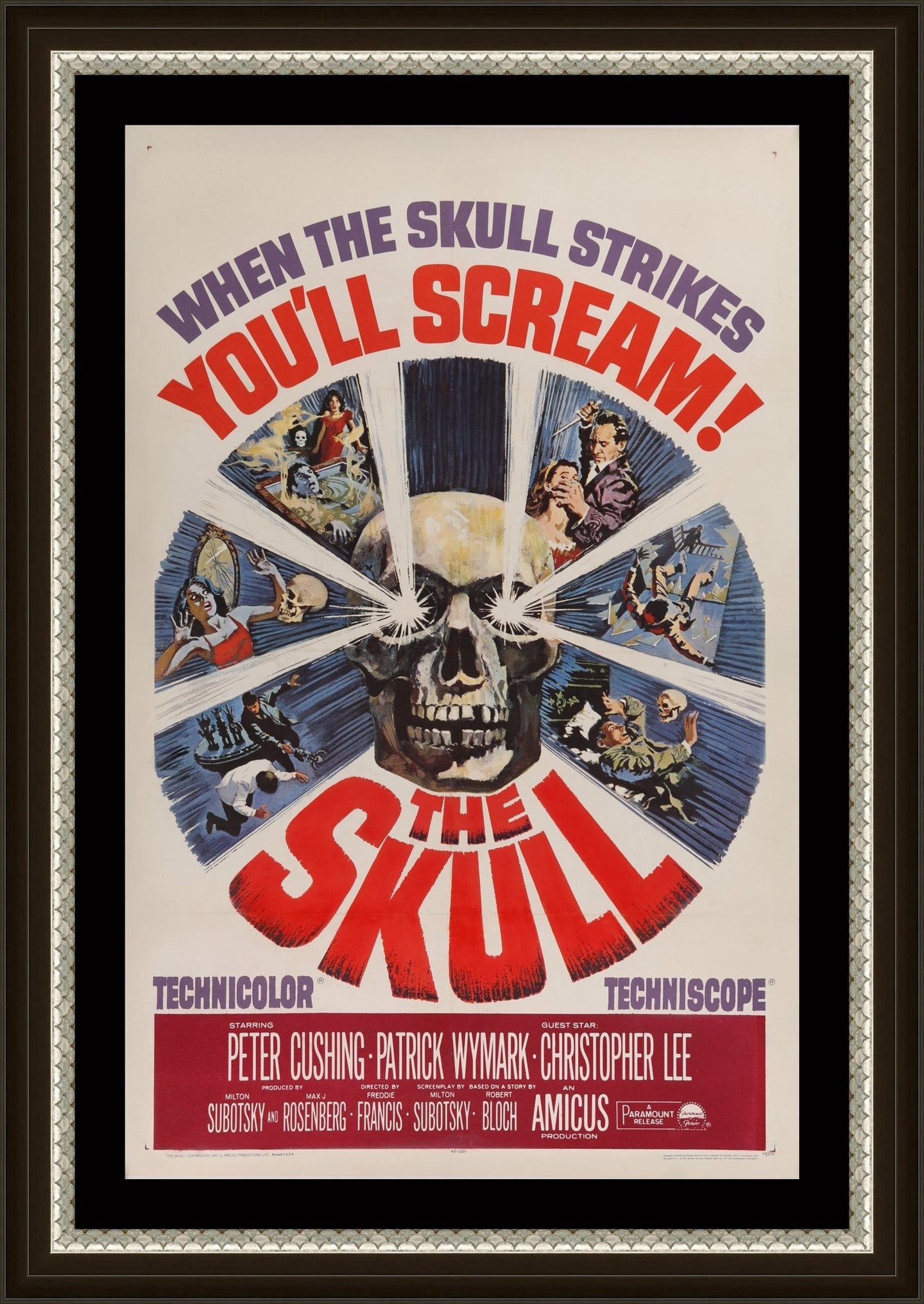 An original movie poster for the horror film The Skull