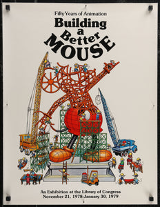 An original exhibition poster for Fifty Years of Animation - Building A Better Mouse - 1978